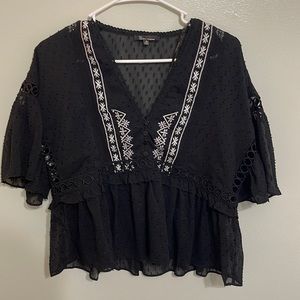 Textured flare sleeve blouse